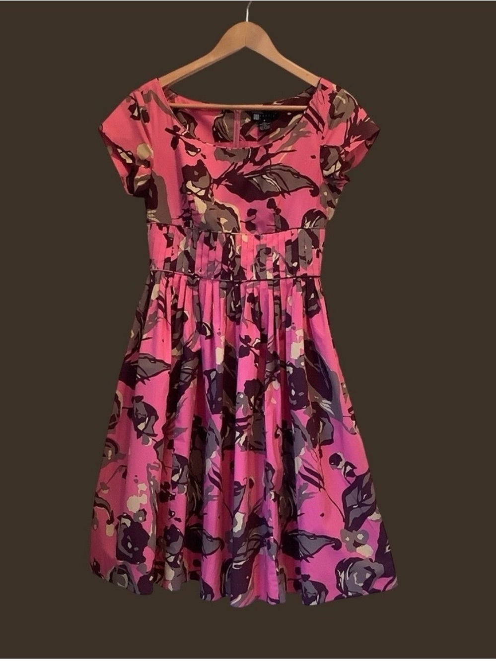 Carole Little Floral Party Dress Retro Full Skirt Garden Party Cotton Dress Sz 6
